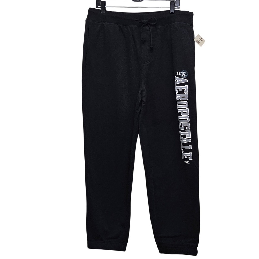 Aeropostale Heritage Fleece Straight Leg Sweatpants‎ L Black Joggers Athleisure